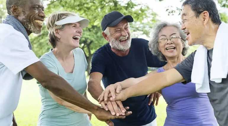 Elderly people celebrating